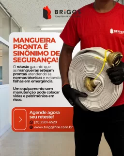 Agende a #manutenção da sua #mangueira de #incêndio AGORA! 🚨🔴 Não adianta ter equipamentos se eles não funcionam na hora da emergência. E a BRIGGS pode te ajudar a garantir que o sistema continue funcionando perfeitamente! O reteste garante que as mangueiras estejam sempre prontas em caso de incêndio.  Na BRIGGS, realizamos manutenção preventiva em todas as mangueiras do seu prédio, assim como no sistema de hidrantes, sprinklers e sistema de pressurização!  Agende agora sua manutenção! 📲 Não espere a emergência acontecer para descobrir que seu sistema falhou. Cuide hoje da proteção do seu patrimônio!  Fale com a gente:
📞(21) 2501-6529 (whatsapp e ligação)
✉️comercial@briggsfire.com.br