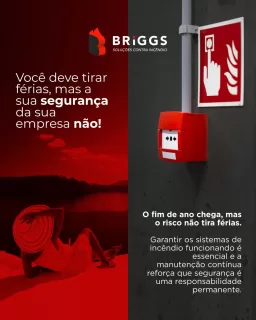 Quando o fim de ano chega, muita coisa para… mas o risco de #incêndio não 🔥 Por isso, garantir que todos os sistemas de #segurança estejam funcionando é indispensável para manter sua empresa ou condomínio protegido — mesmo quando você está longe! 🔒⚙

A #ManutençãoPreventiva garante que luzes de emergência, alarmes, hidrantes, bombas e demais dispositivos estejam prontos para agir quando necessário.

Na BRIGGS, cuidamos de tudo para que você possa descansar de verdade, com a certeza de que sua empresa está segura 👉  Agende sua manutenção e curta as férias com tranquilidade e proteção.

📞(21) 2501-6529 (whatsapp e ligação)
✉️comercial@briggsfire.com.br